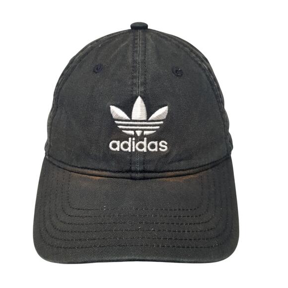 Adidas Slideback Baseball Cap Black One Size Adjustable Embroidered Trefoil - Picture 1 of 9